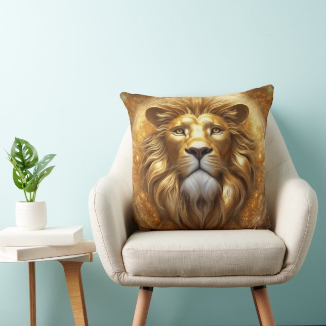 Atemberaubender Gold Lion Head Kissen (Stuhl )