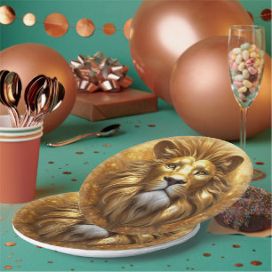 Atemberaubender Gold Lion Head Pappteller