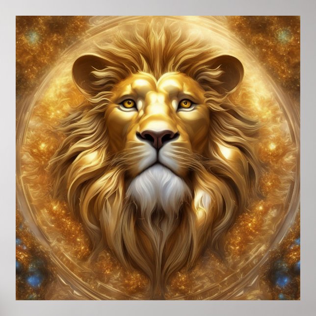Atemberaubender Gold Lion Head Poster (Vorne)