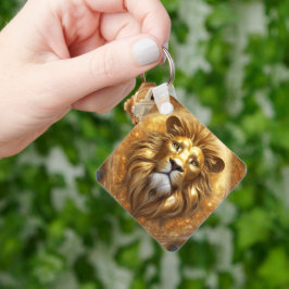 Atemberaubender Gold Lion Head Schlüsselanhänger