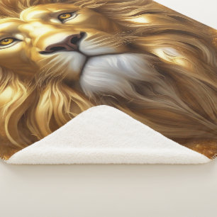 Atemberaubender Gold Lion Head Sherpadecke