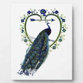 Atemberaubender Pfau und verzierter Blume Fotoplatte