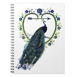 Atemberaubender Pfau und verzierter Blume Notizblock