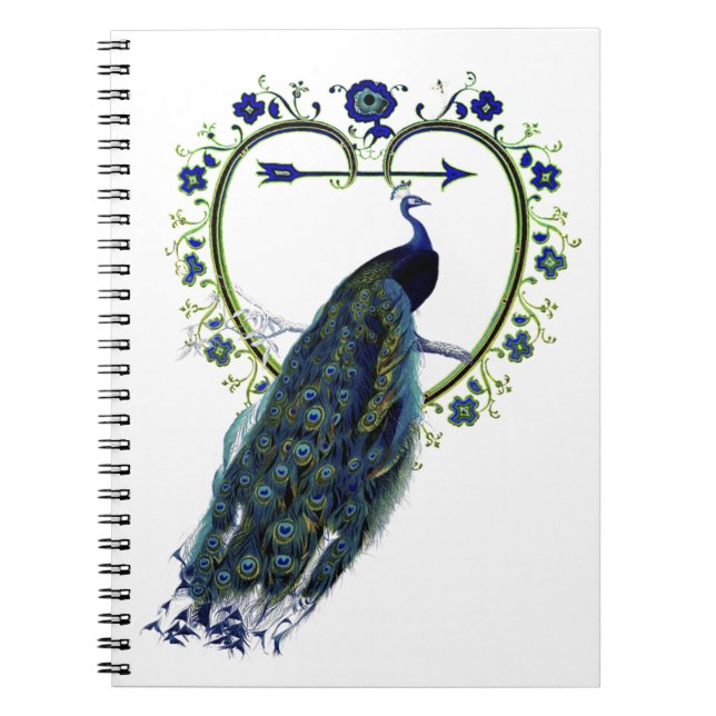 Atemberaubender Pfau und verzierter Blume Notizblock (Vorderseite)