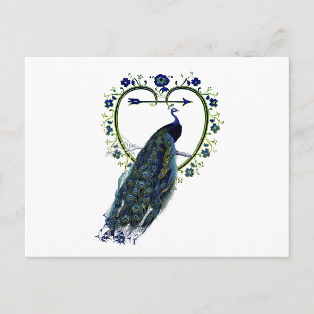Atemberaubender Pfau und verzierter Blume Postkarte (Vorderseite)