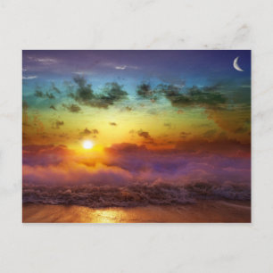 Atemberaubender Regenbogen-Sonnenuntergang Postkarte