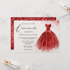 Atemberaubender Roter Glitzer Gourmets Kleid Quinc Einladung