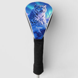 Atemberaubender Schneeleopard auf dem Felsen Golf Headcover