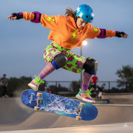 Atemberaubender Schneeleopard auf dem Felsen Skateboard