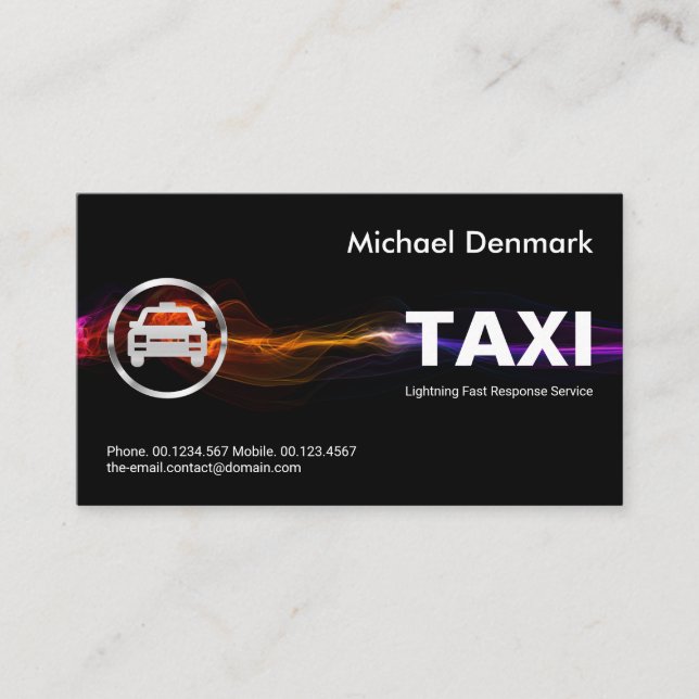 Atemberaubender schneller Blitzschlag-Taxifahrer Visitenkarte (Vorderseite)