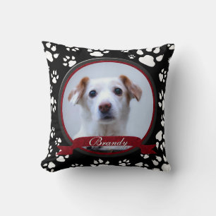 Atemberaubender Schwarz-Weiß-Hund-Gedenkpapier Kissen
