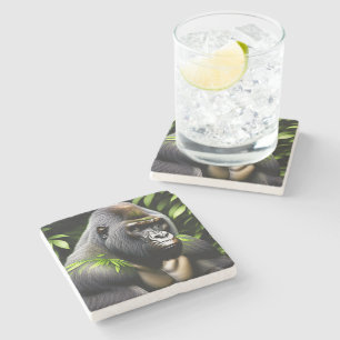 Atemberaubender Silver Back Gorilla - Jungle King Steinuntersetzer