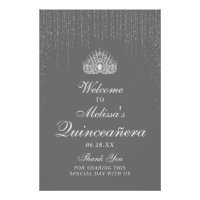 Atemberaubender Silver Glitzer Quinceanera Begrüßu