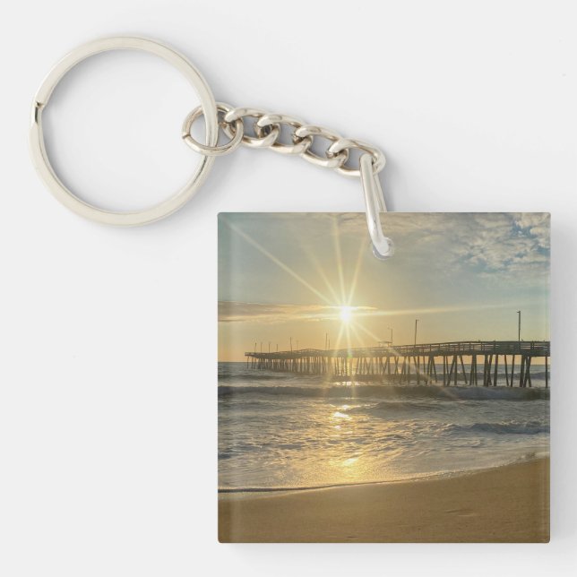 Atemberaubender Sonnenaufgang am Virginia Beach Pi Schlüsselanhänger (Vorderseite)