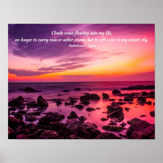 Atemberaubender Sonnenuntergang mit Inspirierend A Poster (Vorne)