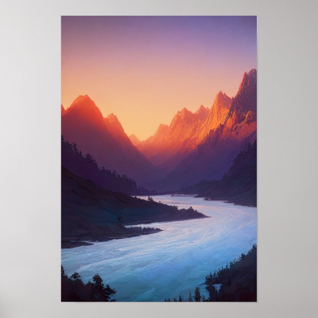 Atemberaubender Sonnenuntergang über einem Serenta Poster (Vorne)