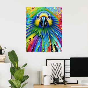 Atemberaubender Spritzer Paint Parrot Poster