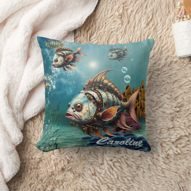 Atemberaubender Steampenfisch Kissen (Decke)