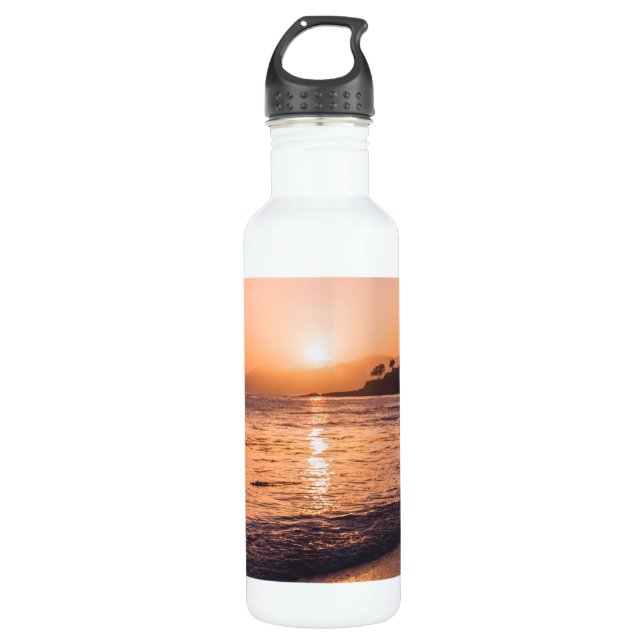 Atemberaubender Strand-Sonnenuntergang Edelstahlflasche (Vorderseite)