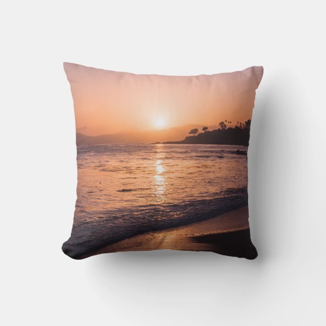 Atemberaubender Strand-Sonnenuntergang Kissen (Vorderseite)