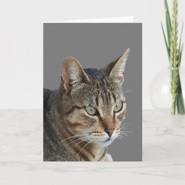 Atemberaubender Tabby Cat Nah Up Portrait Vector Karte (Vorderseite)