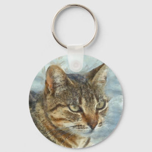 Atemberaubender Tabby-Kat Nah Up Graphit Pencil Po Schlüsselanhänger