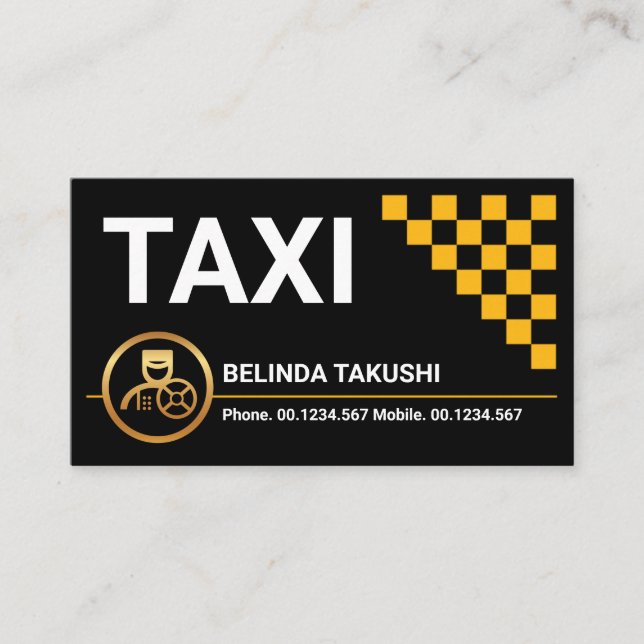 Atemberaubender Taxi-Karo Kasten Fahren Visitenkarte (Vorderseite)