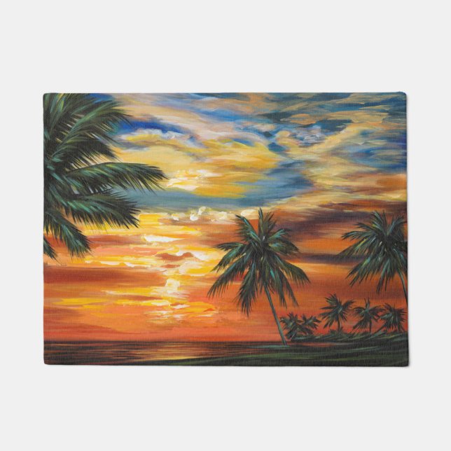 Atemberaubender tropischer Sonnenuntergang Fußmatte (Vorderseite)