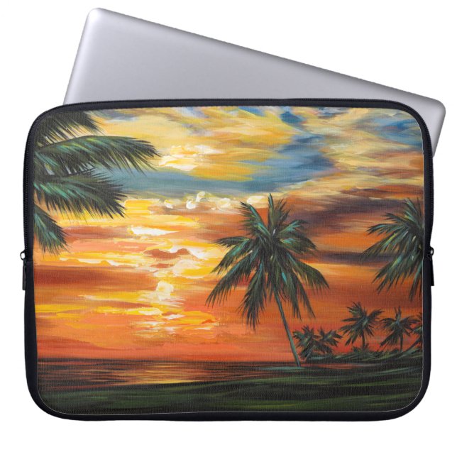 Atemberaubender tropischer Sonnenuntergang Laptopschutzhülle (Vorderseite)