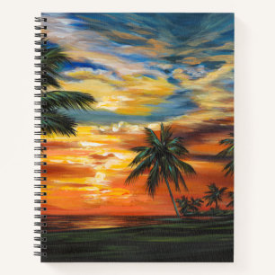 Atemberaubender tropischer Sonnenuntergang Notizbuch