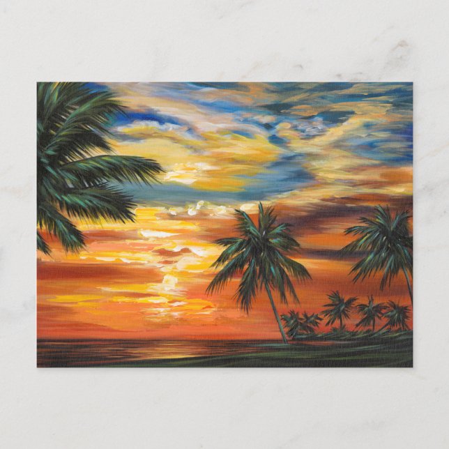 Atemberaubender tropischer Sonnenuntergang Postkarte (Vorderseite)