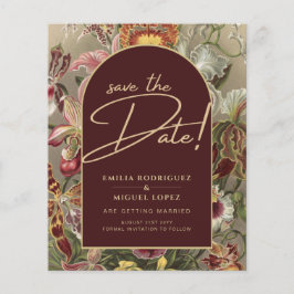 Atemberaubender Vintager Botanischer Burgund Flora Flyer