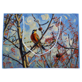 Atemberaubender Vogel in einem Baum Große Geschenktüte
