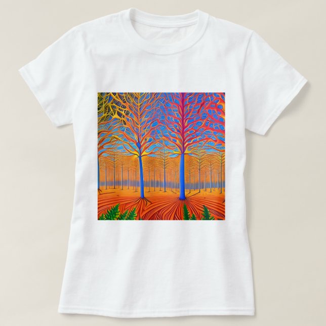 Atemberaubender Wald der Moderne T-Shirt (Design vorne)