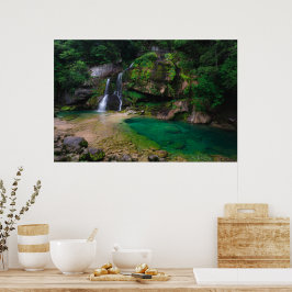 Atemberaubender Wasserfall Virje, Slowenien Poster