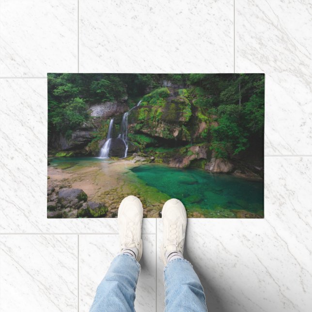 Atemberaubender Wasserfall Virje, Slowenien Poster Fußmatte (Indoor)