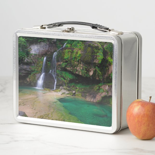 Atemberaubender Wasserfall Virje, Slowenien Poster Metall Brotdose (Beispiel)