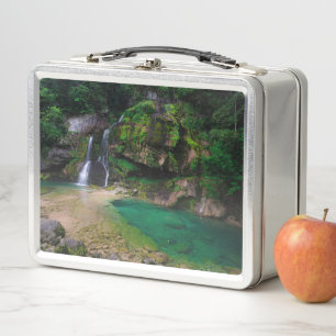 Atemberaubender Wasserfall Virje, Slowenien Poster Metall Brotdose