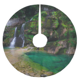 Atemberaubender Wasserfall Virje, Slowenien Poster Polyester Weihnachtsbaumdecke