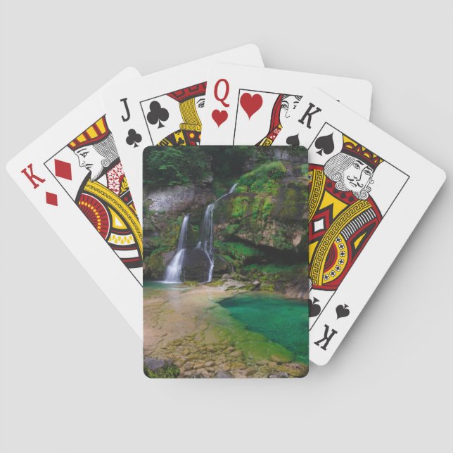 Atemberaubender Wasserfall Virje, Slowenien Poster Spielkarten (Rückseite)