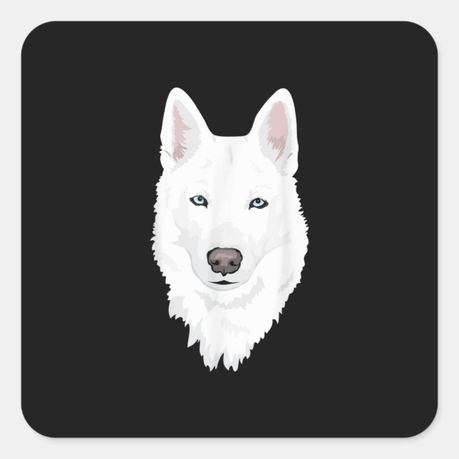 Atemberaubender weißer sibirischer Husky - süßer w Quadratischer Aufkleber (Vorderseite)