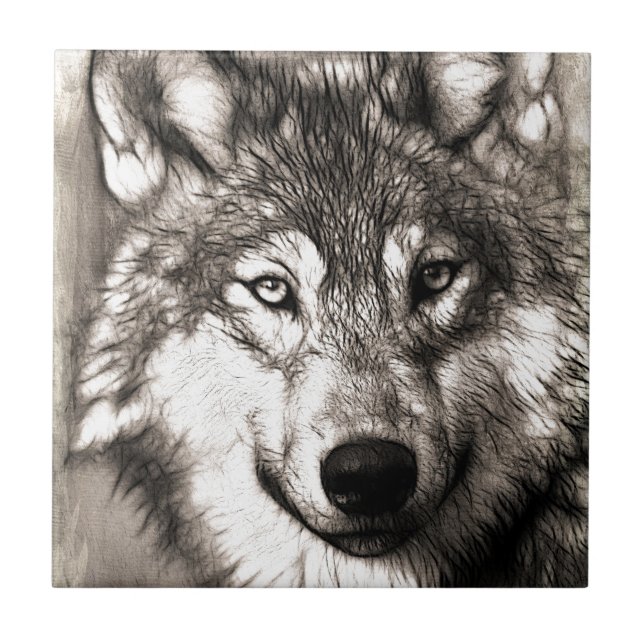 Atemberaubender Wolf Gesicht Foto Druckzubehör the Fliese (Vorderseite)