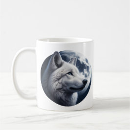 Atemberaubender Wolf und Mond Kaffeetasse