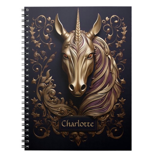 Atemberaubendes 3D Golden Unicorn Personalisiert Notizblock (Vorderseite)