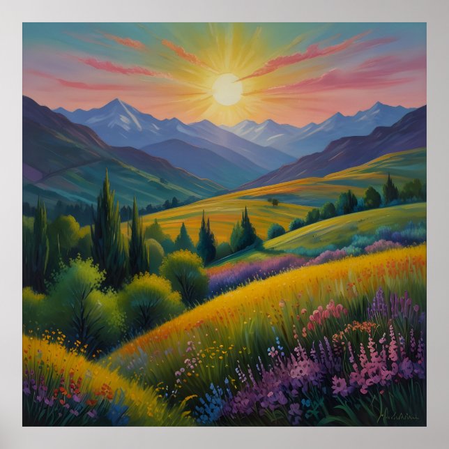 Atemberaubendes Bergbild Poster (Vorne)