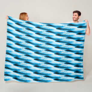 Atemberaubendes Blau, Schwarz/Weiß-Swirbel-Design Fleecedecke
