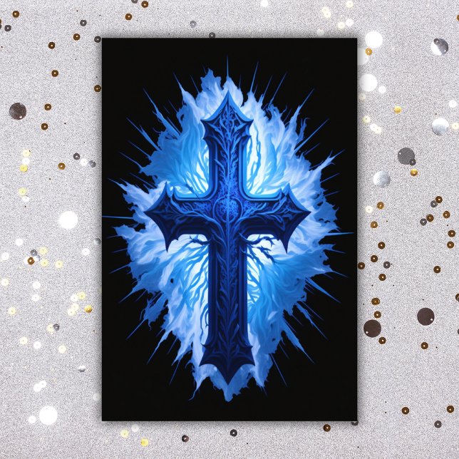 Atemberaubendes Blaues Christliches Kreuz in Schwa Fotodruck (Von Creator hochgeladen)
