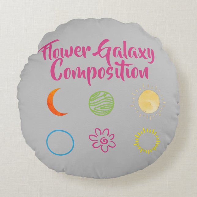 Atemberaubendes Design der Blume Galaxy-Kombinatio Rundes Kissen (Vorderseite)