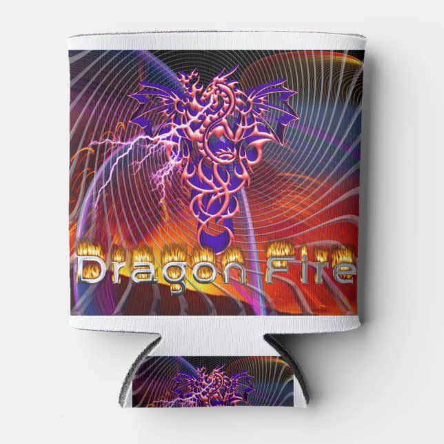 Atemberaubendes Drachenfeuerdesign Dosenkühler (Vorderseite)