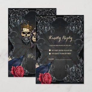 Atemberaubendes dunkelgotisches Hochzeitsdesign mi RSVP Karte